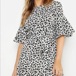 Animal Print Cheetah Black and White Wrap Dress